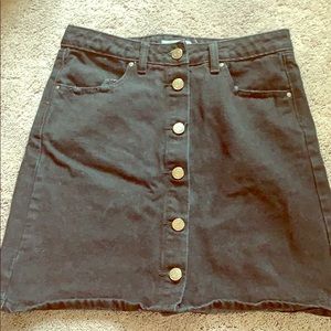 High-waisted button jean skirt